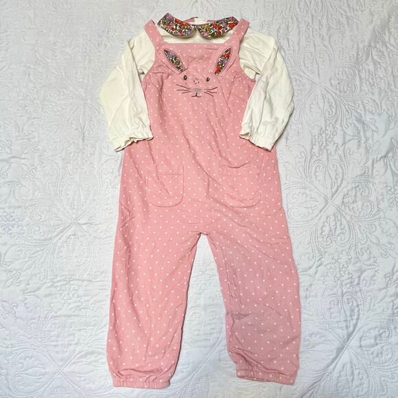 Baby Boden Corduroy Bunny Dungarees Outfit Size 2/3 - Picture 2 of 7